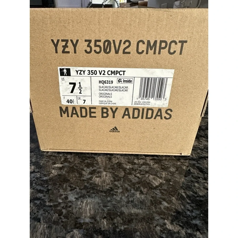Adidas Yeezy Boost 350 V2 CMPCT Slate Carbon Black HQ6319 Mens 7.5